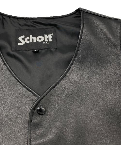 Schott（ショット）Schott (ショット) nano・universe (ナノ・ユニバース) 別注レザーベスト ブラック サイズ:Mの古着・服飾アイテム