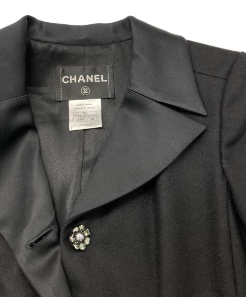 CHANEL（シャネル）CHANEL (シャネル) ラインストーンココマークボタンロングコート ブラック サイズ:36の古着・服飾アイテム