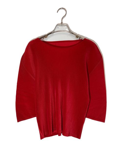 PLEATS PLEASE（プリーツプリーズ）PLEATS PLEASE (プリーツプリーズ) プリーツブラウス レッド サイズ:3の古着・服飾アイテム