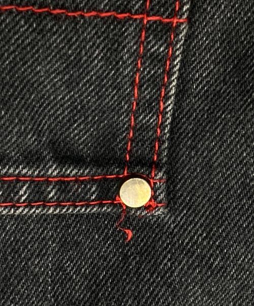 BUTTER GOODS（バターグッズ）Butter Goods (バターグッズ) バギーデニムパンツ ブラック×レッド サイズ:30の古着・服飾アイテム