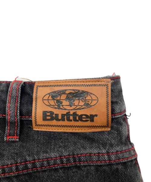 BUTTER GOODS（バターグッズ）Butter Goods (バターグッズ) バギーデニムパンツ ブラック×レッド サイズ:30の古着・服飾アイテム
