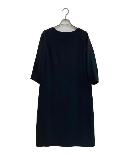 自由区（ジユウク）自由区 (ジユウク) ダブルクロス サックワンピース ネイビー サイズ:32の古着・服飾アイテム