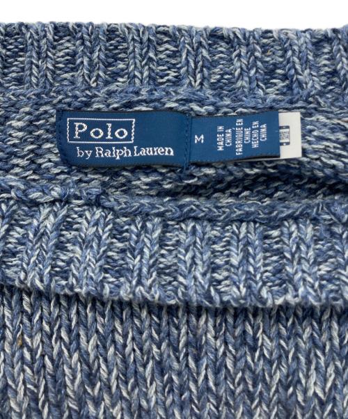 POLO RALPH LAUREN（ポロ・ラルフローレン）POLO RALPH LAUREN (ポロ・ラルフローレン) ロゴコットンクルーネックニット ブルー サイズ:SIZE Mの古着・服飾アイテム