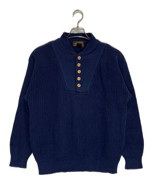 Eddie Bauer（エディーバウアー）Eddie Bauer (エディーバウアー) ヘンリーネックニット ネイビー サイズ:Sの古着・服飾アイテム