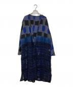 芽風メフウ）の古着「パッチワークニットカーディガン」｜ネイビー