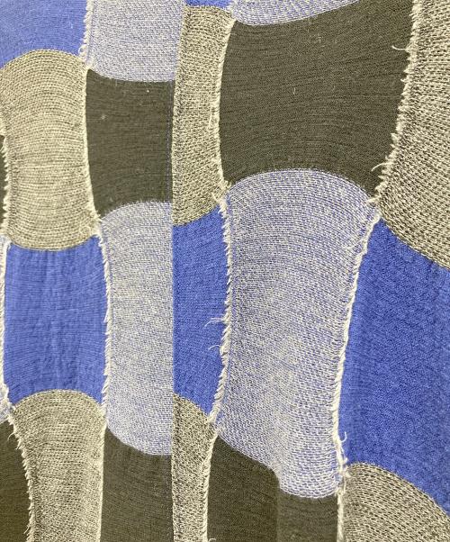 芽風（メフウ）芽風 (メフウ) パッチワークニットカーディガン ネイビー サイズ:38の古着・服飾アイテム