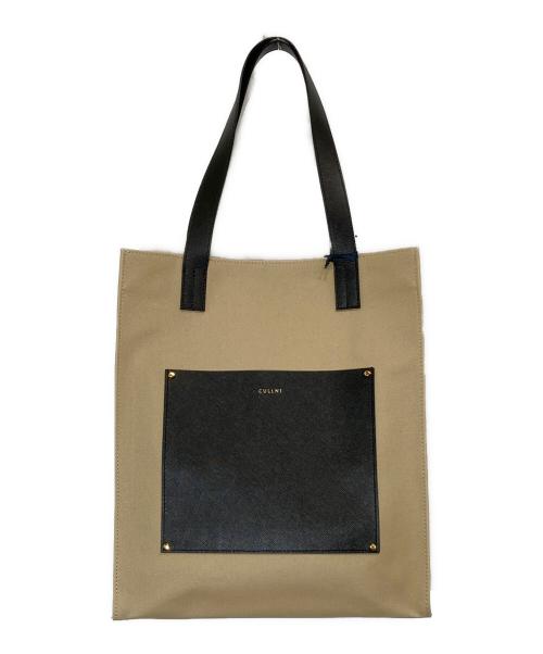 CULLNI（クルニ）CULLNI (クルニ) Leather Pocket Canvas Tote Bag ベージュの古着・服飾アイテム