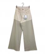 Sea Room lynnシールームリン）の古着「スウェットDockingデニムパンツ」｜ベージュ