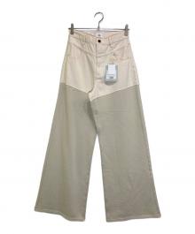 Sea Room lynn（シールームリン）の古着「スウェットDockingデニムパンツ」｜ベージュ