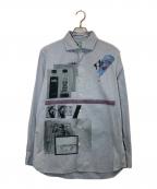 bodysong.ボディソング）の古着「プリントHBTシャツ」｜ブルー