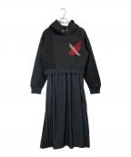 BLUE LABEL CRESTBRIDGEブルーレーベルクレストブリッジ）の古着「ダンボールパーカードッキングワンピース」｜ブラック
