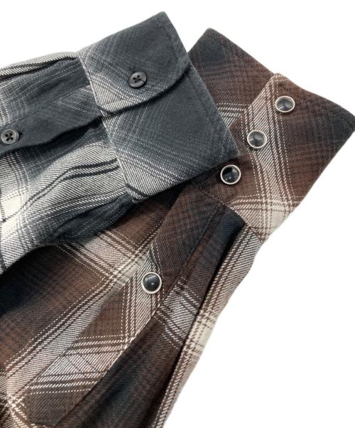 RAFU（ラフ）RAFU (ラフ) -REMAKE- Western shirt ブラウン×グレー サイズ:Lの古着・服飾アイテム