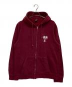 stussyステューシー）の古着「プリントジップパーカー」｜ボルドー