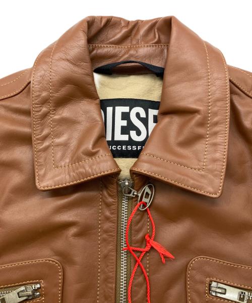 DIESEL（ディーゼル）DIESEL (ディーゼル) L-CALEライダースジャケット ブラウン サイズ:Sの古着・服飾アイテム