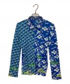 PLEATS PLEASEプリーツプリーズ）の古着「総柄プリーツシャツ」｜ブルー