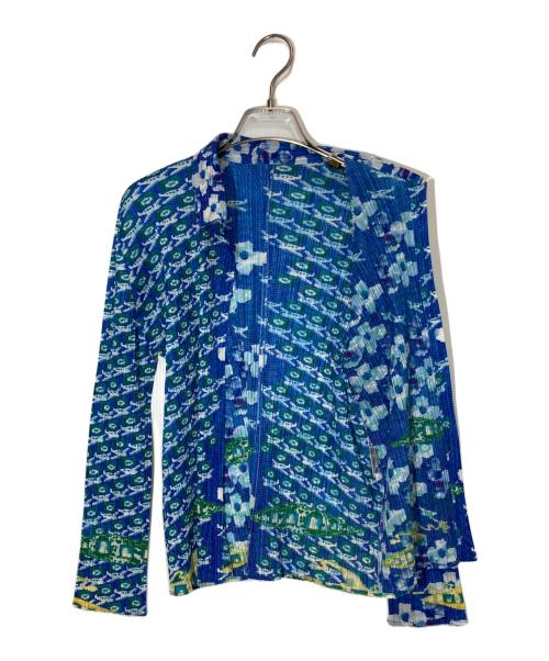 PLEATS PLEASE（プリーツプリーズ）PLEATS PLEASE (プリーツプリーズ) 総柄プリーツシャツ ブルー サイズ:3の古着・服飾アイテム