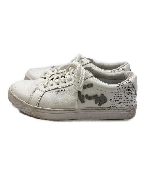 にゅ～ずSG8（ニュ～ズエスジーエイト）にゅ～ずSG8 (ニュ～ズエスジーエイト) Jean-Michel Basquiat (ジャン ミシェル バスキア) ローカットスニーカー ホワイト サイズ:26cmの古着・服飾アイテム