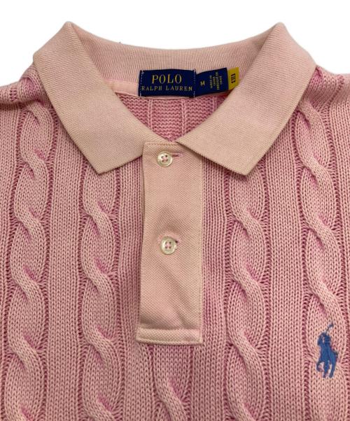 POLO RALPH LAUREN（ポロ・ラルフローレン）POLO RALPH LAUREN (ポロ・ラルフローレン) ケーブルニットポロシャツ ピンク サイズ:Mの古着・服飾アイテム