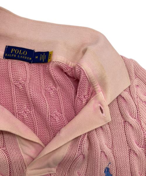 POLO RALPH LAUREN（ポロ・ラルフローレン）POLO RALPH LAUREN (ポロ・ラルフローレン) ケーブルニットポロシャツ ピンク サイズ:Mの古着・服飾アイテム