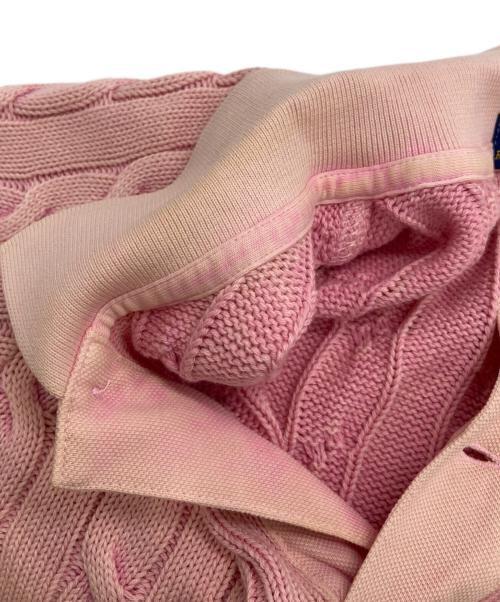 POLO RALPH LAUREN（ポロ・ラルフローレン）POLO RALPH LAUREN (ポロ・ラルフローレン) ケーブルニットポロシャツ ピンク サイズ:Mの古着・服飾アイテム