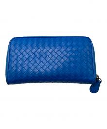 BOTTEGA VENETA（ボッテガベネタ）の古着「イントレチャートラウンドファスナーウォレット」｜ブルー