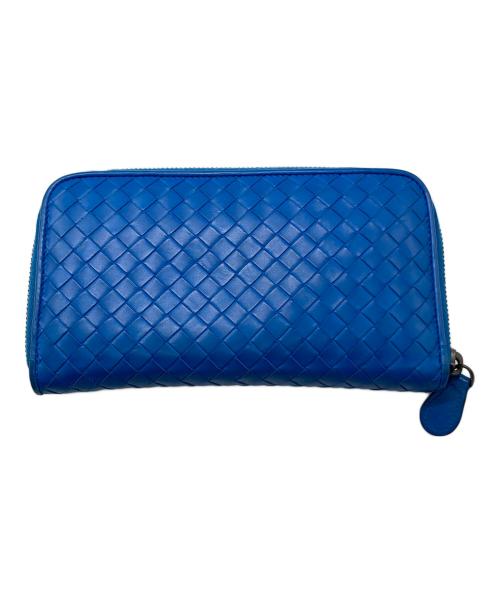 BOTTEGA VENETA（ボッテガベネタ）BOTTEGA VENETA (ボッテガベネタ) イントレチャートラウンドファスナーウォレット ブルーの古着・服飾アイテム