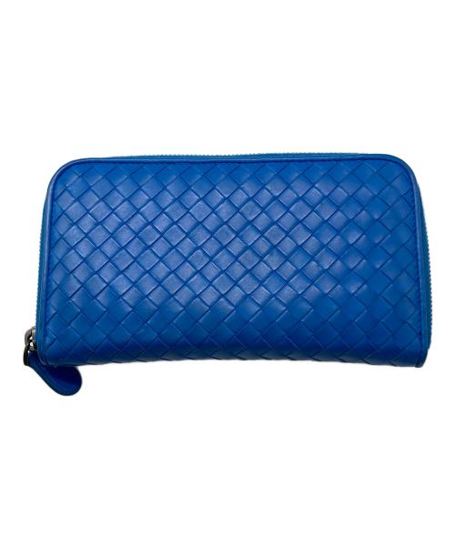 BOTTEGA VENETA（ボッテガベネタ）BOTTEGA VENETA (ボッテガベネタ) イントレチャートラウンドファスナーウォレット ブルーの古着・服飾アイテム