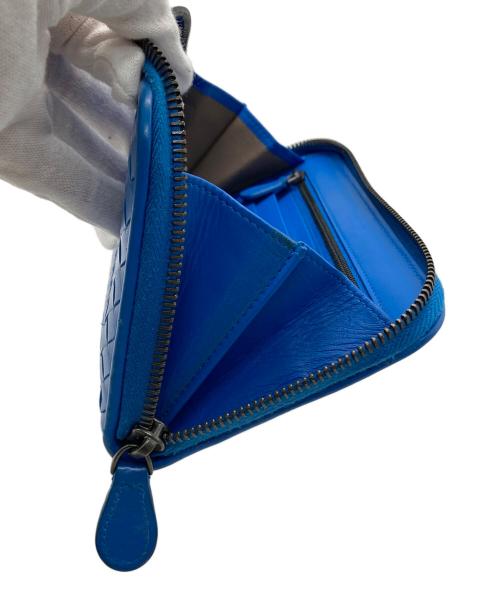 BOTTEGA VENETA（ボッテガベネタ）BOTTEGA VENETA (ボッテガベネタ) イントレチャートラウンドファスナーウォレット ブルーの古着・服飾アイテム