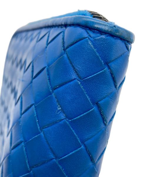 BOTTEGA VENETA（ボッテガベネタ）BOTTEGA VENETA (ボッテガベネタ) イントレチャートラウンドファスナーウォレット ブルーの古着・服飾アイテム