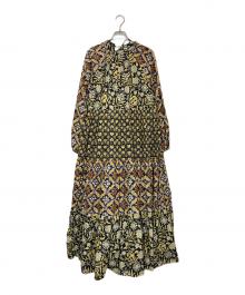 freada（フリーダ）の古着「インド四段パッチワークティアードワンピース」｜イエロー×ブラック
