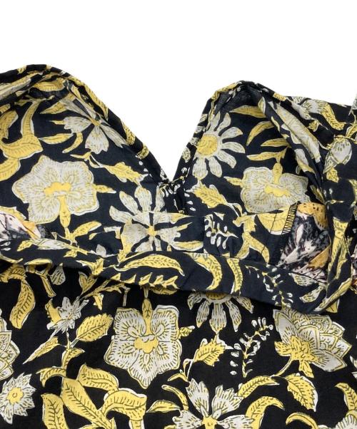 freada（フリーダ）Freada (フリーダ) インド四段パッチワークティアードワンピース イエロー×ブラック サイズ:下記参照の古着・服飾アイテム