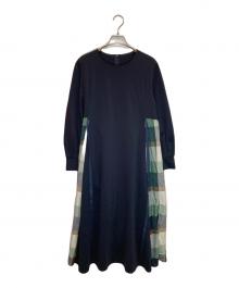 BLUE LABEL CRESTBRIDGE（ブルーレーベルクレストブリッジ）の古着「チェック切替ワンピース」｜ネイビー