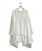 LE PHILル フィル）の古着「2WAYツイルイレギュラーヘムブラウス レディース」｜ホワイト