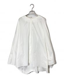 LE PHIL（ル フィル）の古着「ノーカラーワイドブラウス」｜ホワイト