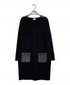 CHANELシャネル）の古着「マトラッセポケットカシミヤ混ワンピース」｜ブラック