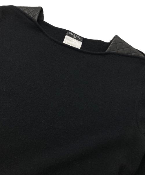 CHANEL（シャネル）CHANEL (シャネル) マトラッセポケットカシミヤ混ワンピース ブラック サイズ:40の古着・服飾アイテム