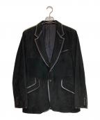 PAUL SMITHポールスミス）の古着「スウェードレザーパイピングテーラードジャケット」｜ブラック