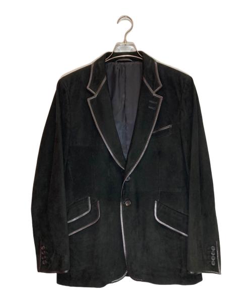 PAUL SMITH（ポールスミス）Paul Smith (ポールスミス) スウェードレザーパイピングテーラードジャケット ブラック サイズ:Ｌの古着・服飾アイテム