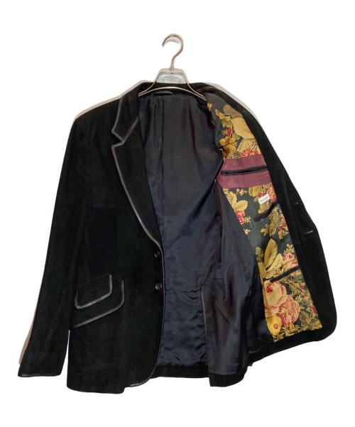 PAUL SMITH（ポールスミス）Paul Smith (ポールスミス) スウェードレザーパイピングテーラードジャケット ブラック サイズ:Ｌの古着・服飾アイテム