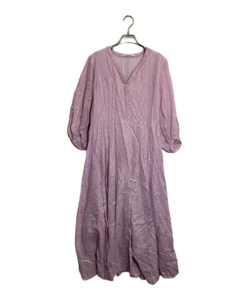 ne quittez pas（ヌキテパ）ne quittez pas (ヌキテパ) GOLD FLOWER PRINT PANEL DRESS ピンク サイズ:Ⅿの古着・服飾アイテム