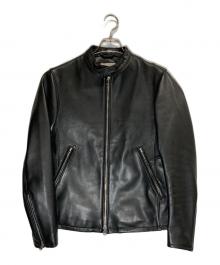 BEAUTY&YOUTH（ビューティーアンドユース）の古着「シープ シングルライダースジャケット」｜ブラック