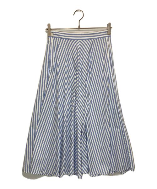 POLO RALPH LAUREN（ポロ・ラルフローレン）POLO RALPH LAUREN (ポロ・ラルフローレン) ストライプフレアスカート ブルー×ホワイトの古着・服飾アイテム