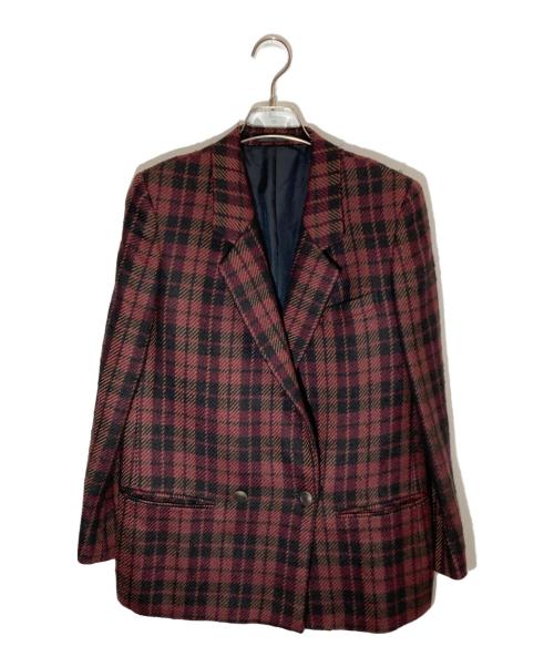 Burberry's（バーバリーズ）Burberry's (バーバリーズ) ウールシルクダブルジャケット レッド×ブラック サイズ:9の古着・服飾アイテム