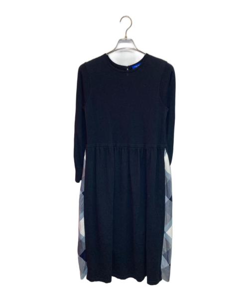 BLUE LABEL CRESTBRIDGE（ブルーレーベルクレストブリッジ）BLUE LABEL CRESTBRIDGE (ブルーレーベルクレストブリッジ) コットンバルキーアクリルMIXワンピース ネイビー サイズ:36の古着・服飾アイテム