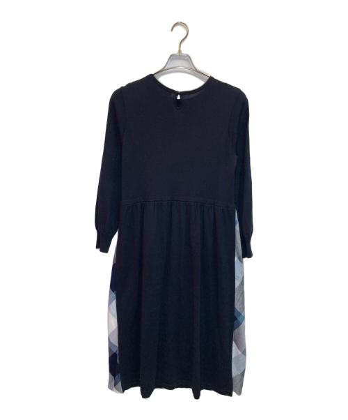 BLUE LABEL CRESTBRIDGE（ブルーレーベルクレストブリッジ）BLUE LABEL CRESTBRIDGE (ブルーレーベルクレストブリッジ) コットンバルキーアクリルMIXワンピース ネイビー サイズ:36の古着・服飾アイテム