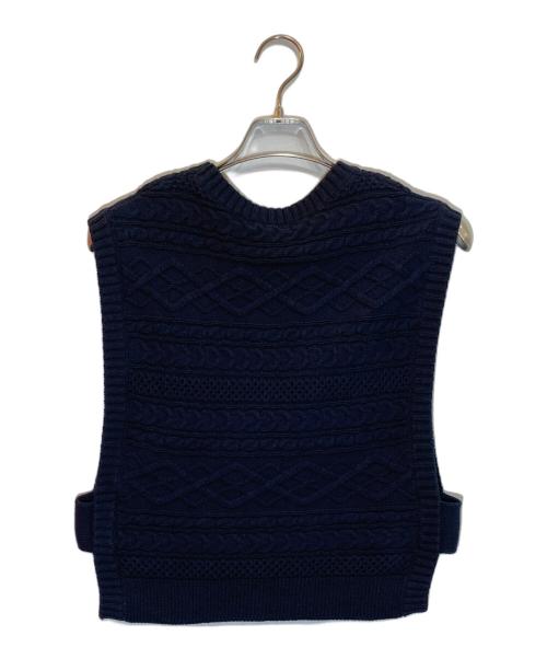 BLUE LABEL CRESTBRIDGE（ブルーレーベルクレストブリッジ）BLUE LABEL CRESTBRIDGE (ブルーレーベルクレストブリッジ) コットンバルキーアクリルMIXワンピース ネイビー サイズ:36の古着・服飾アイテム