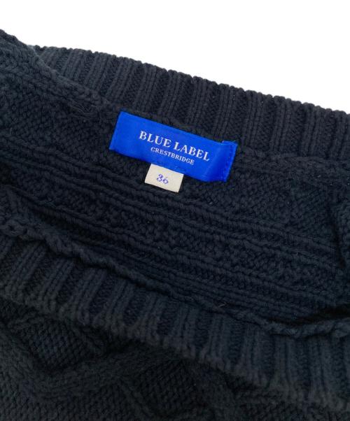 BLUE LABEL CRESTBRIDGE（ブルーレーベルクレストブリッジ）BLUE LABEL CRESTBRIDGE (ブルーレーベルクレストブリッジ) コットンバルキーアクリルMIXワンピース ネイビー サイズ:36の古着・服飾アイテム