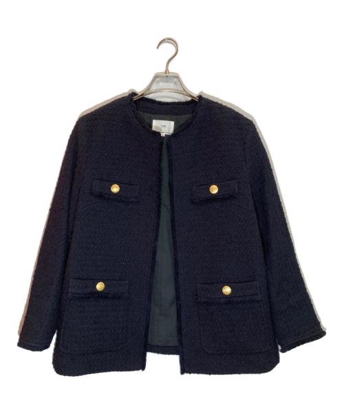 23区（ニジュウサンク）23区 (ニジュウサンク) スラブファンシーツイード ジャケット ネイビー サイズ:38の古着・服飾アイテム