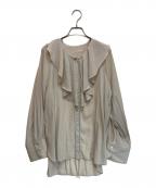 Spick and Spanスピック＆スパン）の古着「シルクライクラッフルフリルブラウス」｜アイボリー