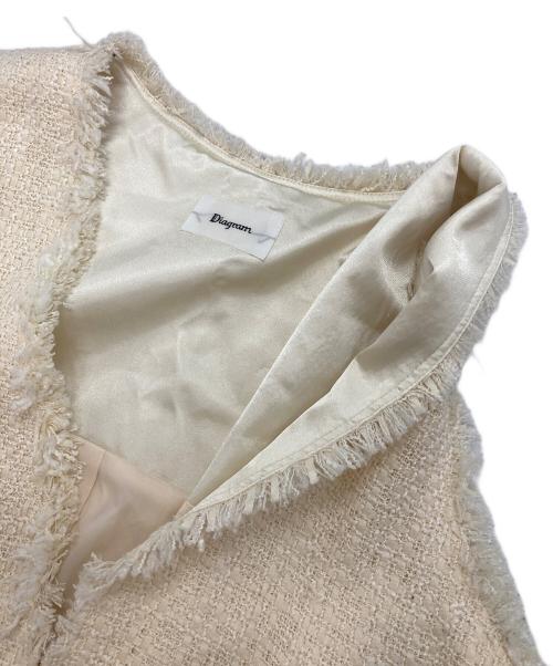 Diagram（ダイアグラム）Diagram (ダイアグラム) ツイードフレアワンピース アイボリー サイズ:38の古着・服飾アイテム